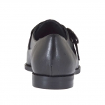 Chaussure fermée pour femmes en cuir et cuir imprimé noir avec boucle talon 1 - Pointures disponibles:  45