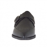 Chaussure fermée pour femmes en cuir et cuir imprimé noir avec boucle talon 1 - Pointures disponibles:  45