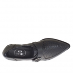 Chaussure fermée pour femmes en cuir et cuir imprimé noir avec boucle talon 1 - Pointures disponibles:  45