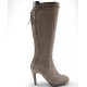 Stivale con plateau e cerniera in camoscio beige tacco 10 - Misure disponibili: 31
