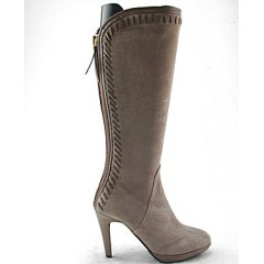 Stivale con plateau e cerniera in camoscio beige tacco 10 - Misure disponibili: 31