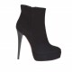 Woman's ankle boot in black suede with zipper, platform and heel 12 - Available sizes:  42