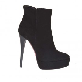 Bottines pour femmes en daim noir avec fermeture éclair, plateforme et talon 12 - Pointures disponibles:  42