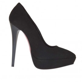 Decolté da donna in camoscio nero con plateau e tacco opaco 13  - Misure disponibili: 42
