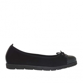 Ballerina da donna con fiocco in camoscio e vernice nera zeppa 2 - Misure disponibili: 32