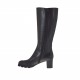 Bottes pour femmes en cuir noir avec fermeture éclair et goujon talon 6 - Pointures disponibles:  42
