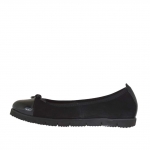 Ballerinaschuh mit Schleife aus schwarzem Wild- und Lackleder Keilabsatz 2 - Verfügbare Größen:  32