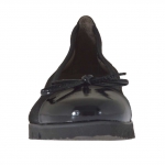 Ballerina avec noeud pour femmes en daim et cuir verni noir talon compensé 2 - Pointures disponibles:  32
