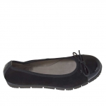 Ballerina avec noeud pour femmes en daim et cuir verni noir talon compensé 2 - Pointures disponibles:  32