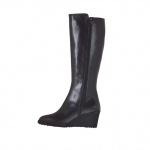 Bottes pour femmes en cuir noir avec fermeture éclair talon compensé 6 - Pointures disponibles:  42