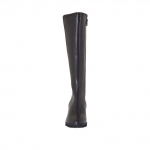 Bottes pour femmes en cuir noir avec fermeture éclair talon compensé 6 - Pointures disponibles:  42