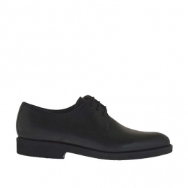 Eleganter Derbyherrenschuh mit Schnürsenkeln aus glattem schwarzem Leder - Verfügbare Größen:  51