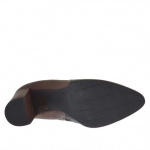 Scarpa accollata da donna in pelle nera, marrone e beige con cerniera tacco 9 - Misure disponibili: 42