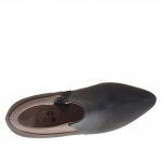 Scarpa accollata da donna in pelle nera, marrone e beige con cerniera tacco 9 - Misure disponibili: 42