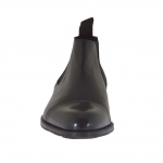 Knöchelhoher Herrenschuh mit Gummibändern und Kappe aus schwarzem Leder und gebürstetem Leder - Verfügbare Größen:  46