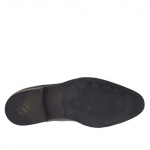 Man's high-fronted shoe with rubber bands and captoe in black leather and brush-off leather - Available sizes:  46