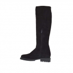 Bota con cremallera dorada esterna y media cremallera interna en gamuza negra tacon 3 - Tallas disponibles:  33