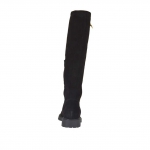 Bota con cremallera dorada esterna y media cremallera interna en gamuza negra tacon 3 - Tallas disponibles:  33