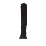 Bota con cremallera dorada esterna y media cremallera interna en gamuza negra tacon 3 - Tallas disponibles:  33