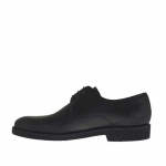 Eleganter Derbyherrenschuh mit Schnürsenkeln aus glattem schwarzem Leder - Verfügbare Größen:  51