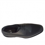 Chaussure derby élégante à lacets pour hommes en cuir noir lisse - Pointures disponibles:  51