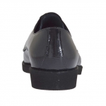 Eleganter Derbyherrenschuh mit Schnürsenkeln aus grauem bedrucktem Lackleder - Verfügbare Größen:  37, 38, 46, 47, 49, 50, 51