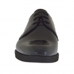 Eleganter Derbyherrenschuh mit Schnürsenkeln aus grauem bedrucktem Lackleder - Verfügbare Größen:  37, 38, 46, 47, 49, 50, 51