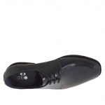 Eleganter Derbyherrenschuh mit Schnürsenkeln aus grauem bedrucktem Lackleder - Verfügbare Größen:  37, 38, 46, 47, 49, 50, 51