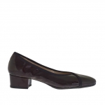 Zapato de salon para mujer en charol granate tacon 3 - Tallas disponibles:  32