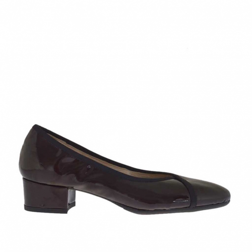 Zapato de salon para mujer en charol granate tacon 3 - Tallas disponibles:  32