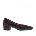 Zapato de salon para mujer en charol granate tacon 3