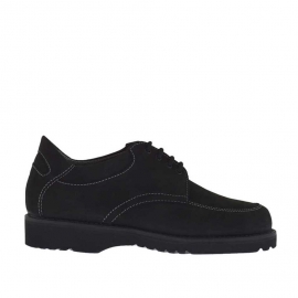 Zapato para hombre con cordones en nabuk negro - Tallas disponibles:  36