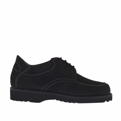 Zapato para hombre con cordones en nabuk negro - Tallas disponibles:  36