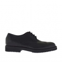 Chaussure derby élégant à lacets avec bout Brogue pour hommes en cuir noir