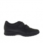 Zapato deportivo para hombre con velcro en piel negra - Tallas disponibles:  36, 37, 46