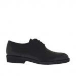 Elégant chaussure derby pour hommes à lacets avec bout droit en cuir noir - Pointures disponibles:  36, 51