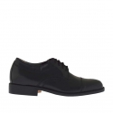 Eleganter Derbyschuh mit Schnürsenkeln und Kappe für Herren aus schwarzem Leder
