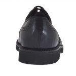 Elegant men's derby shoe with laces and Brogue decorations in black leather - Available sizes:  51
