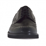Chaussure derby élégant à lacets avec bout Brogue pour hommes en cuir noir - Pointures disponibles:  51