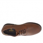 Chaussure élégante à lacets pour hommes en cuir marron - Pointures disponibles:  47