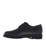 Men's laced derby shoe in black leather - Available sizes:  36