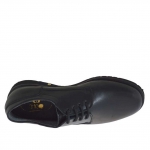 Men's laced derby shoe in black leather - Available sizes:  36