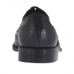 Men's laced shoe with Brogue decorations in black leather - Available sizes:  51