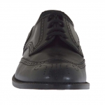 Men's laced shoe with Brogue decorations in black leather - Available sizes:  51