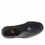 Herrenschuh mit Schnürsenkeln und Broguemuster aus schwarzem Leder - Verfügbare Größen:  51