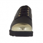 Zapato para mujer con cordones en piel negra con puntera en charol dorado cuña 3 - Tallas disponibles:  32, 33