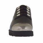 Zapato para mujer con cordones decorativos en piel negra con puntera en charol plateada cuña 3 - Tallas disponibles:  32