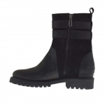 Damenstiefelette mit Rei?verschluss und Bändern aus schwarzem Leder und gedrucktem Wildleder Absatz 3 - Verfügbare Größen:  32