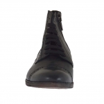 Knöchelhoher Herrenschuh mit Kappe, Reißverschluss und Schnürsenkeln aus schwarzem Leder - Verfügbare Größen:  38