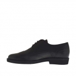 Scarpa derby da uomo con lacci e decorazioni a coda di rondine in pelle nera - Misure disponibili: 36, 51